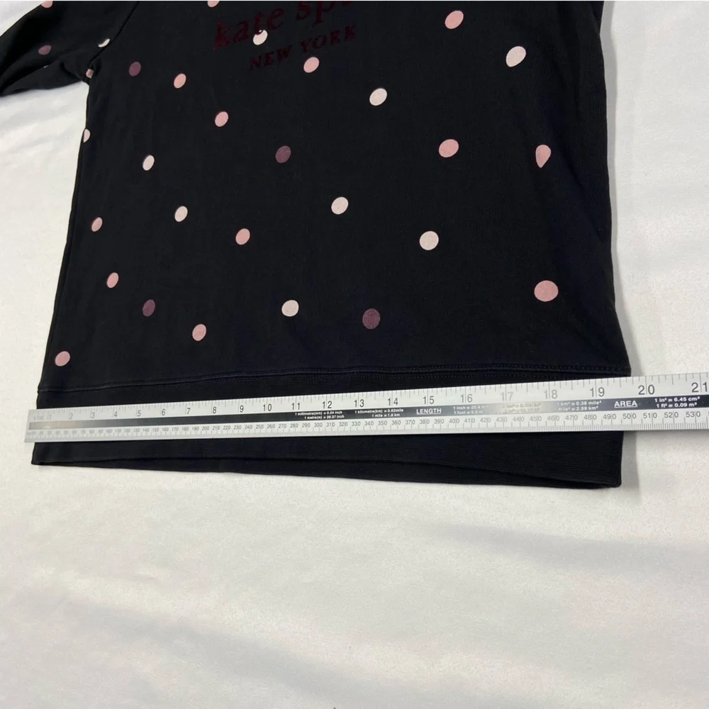 EUC Kate Spade Brooke Street Bakery Dot Black Pink Polka Dot Sweatshirt Small - Picture 8 of 15